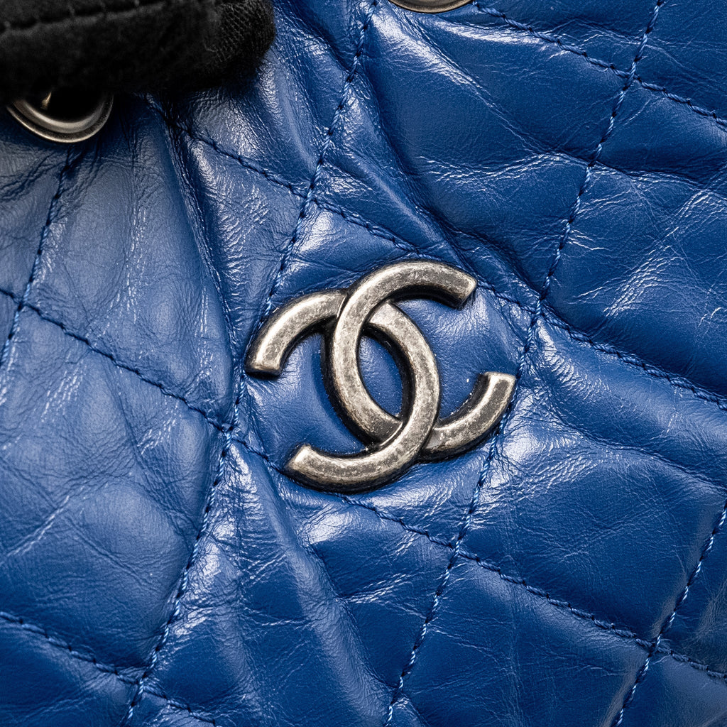 CHANEL GABRIELLE BACKPACK AGED CALFSKIN BLUE MULTICOLOUR HARDWARE