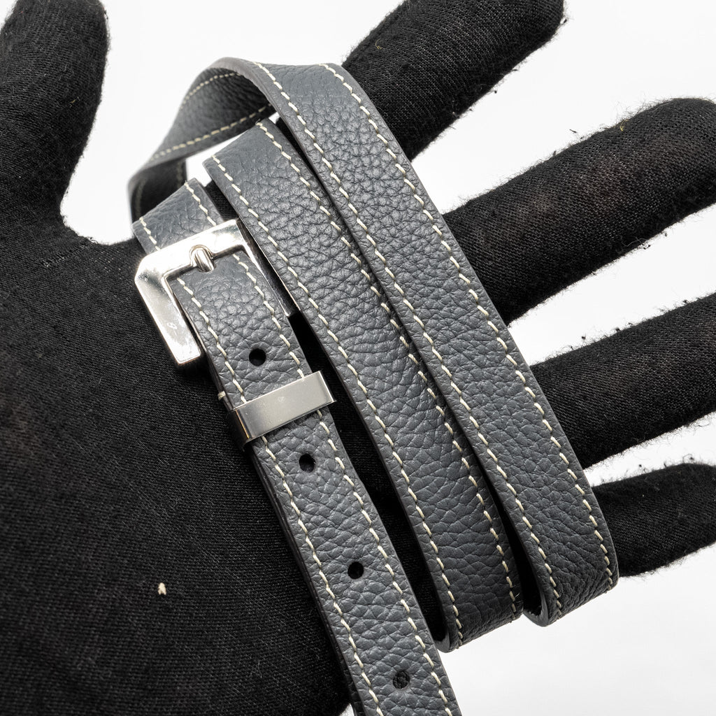 GOYARD BELVEDERE PM MESSENGER BAG GOYARDINE CANVAS CALFSKIN GREY SHW