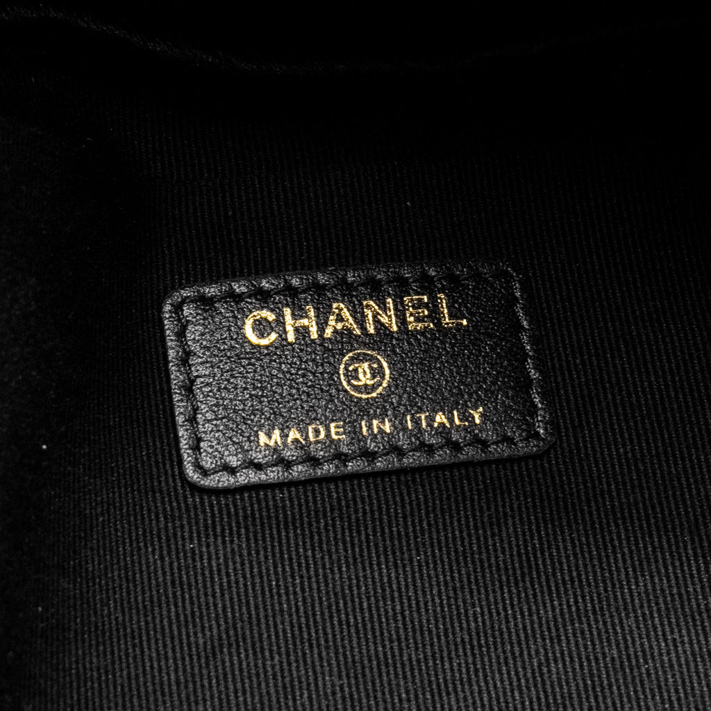 CHANEL 22P TRAVEL POUCH WITH SLEEP MASK NYLON BLACK GHW