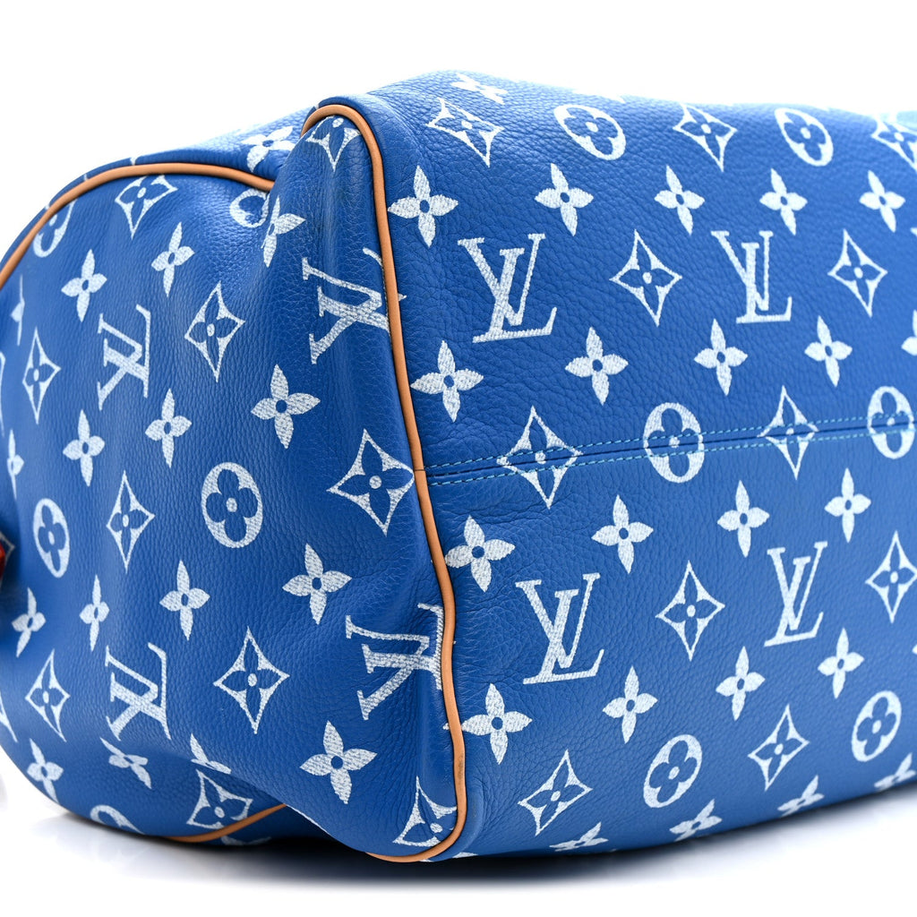 CALFSKIN MONOGRAM SPEEDY P9 BANDOULIERE 40 BLUE