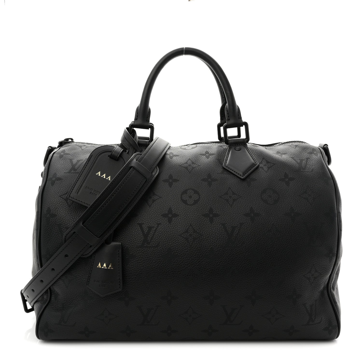 CALFSKIN MONOGRAM SPEEDY P9 BANDOULIERE 40 ULTRA BLACK