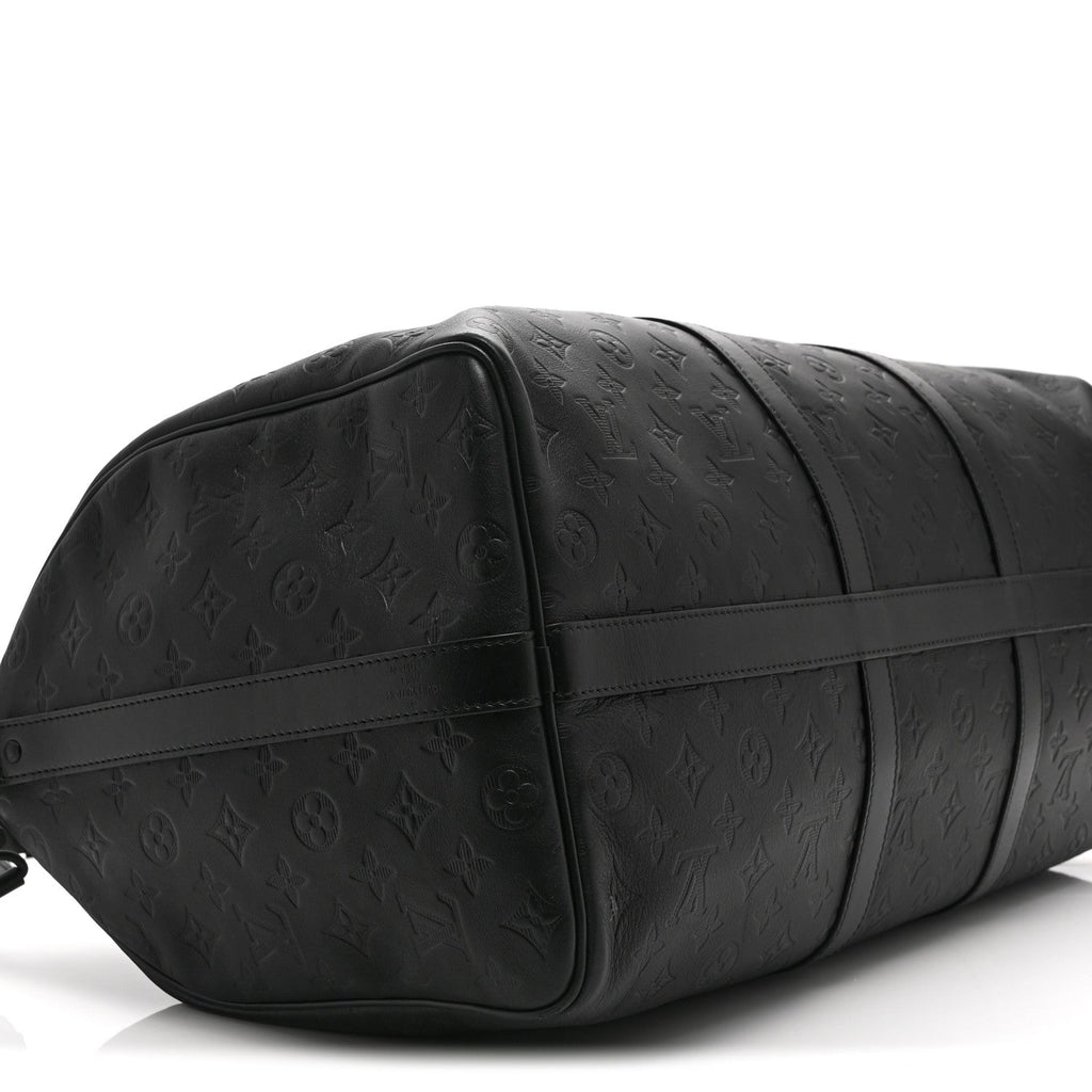 CALFSKIN SHADOW MONOGRAM KEEPALL BANDOULIERE 50 BLACK
