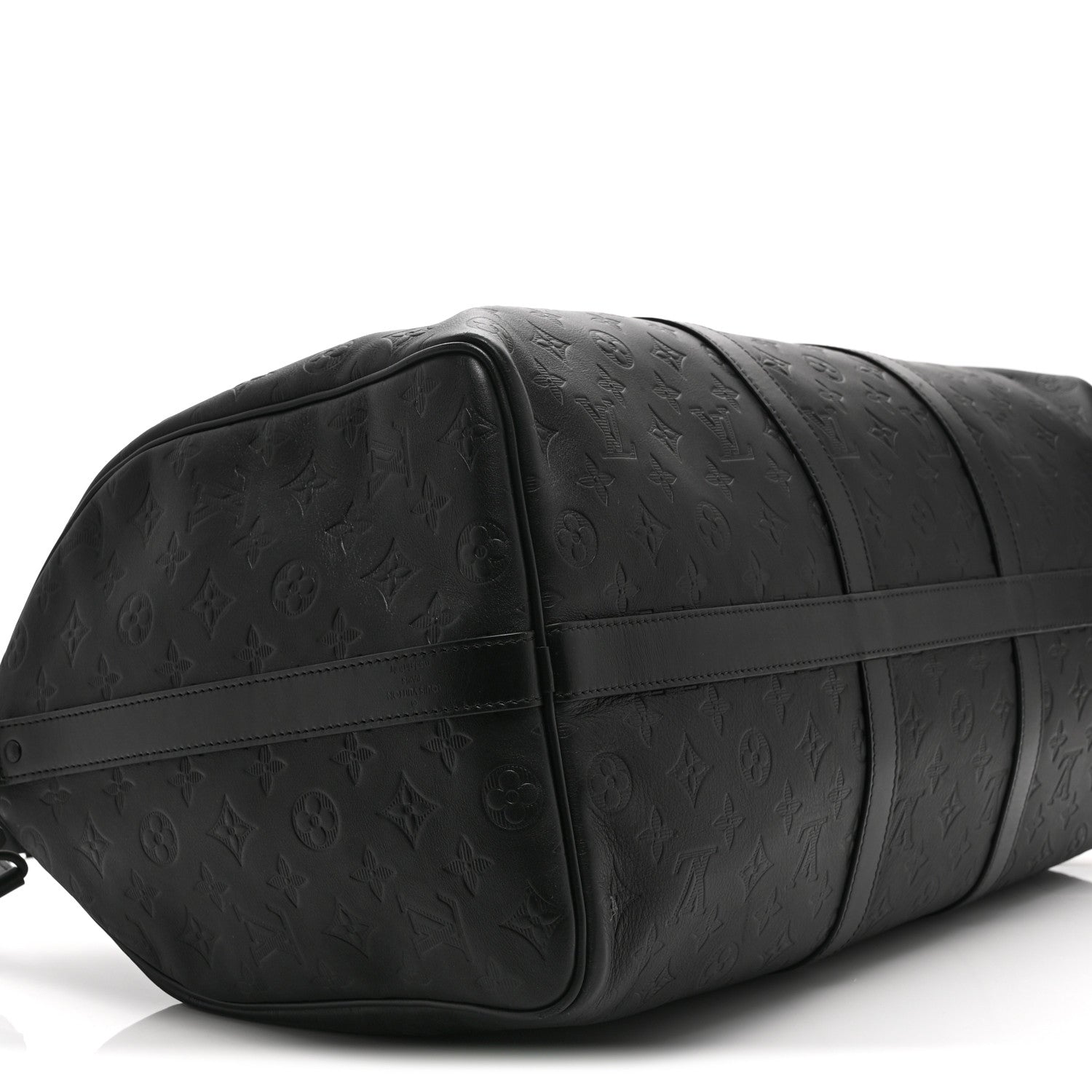CALFSKIN SHADOW MONOGRAM KEEPALL BANDOULIERE 50 BLACK
