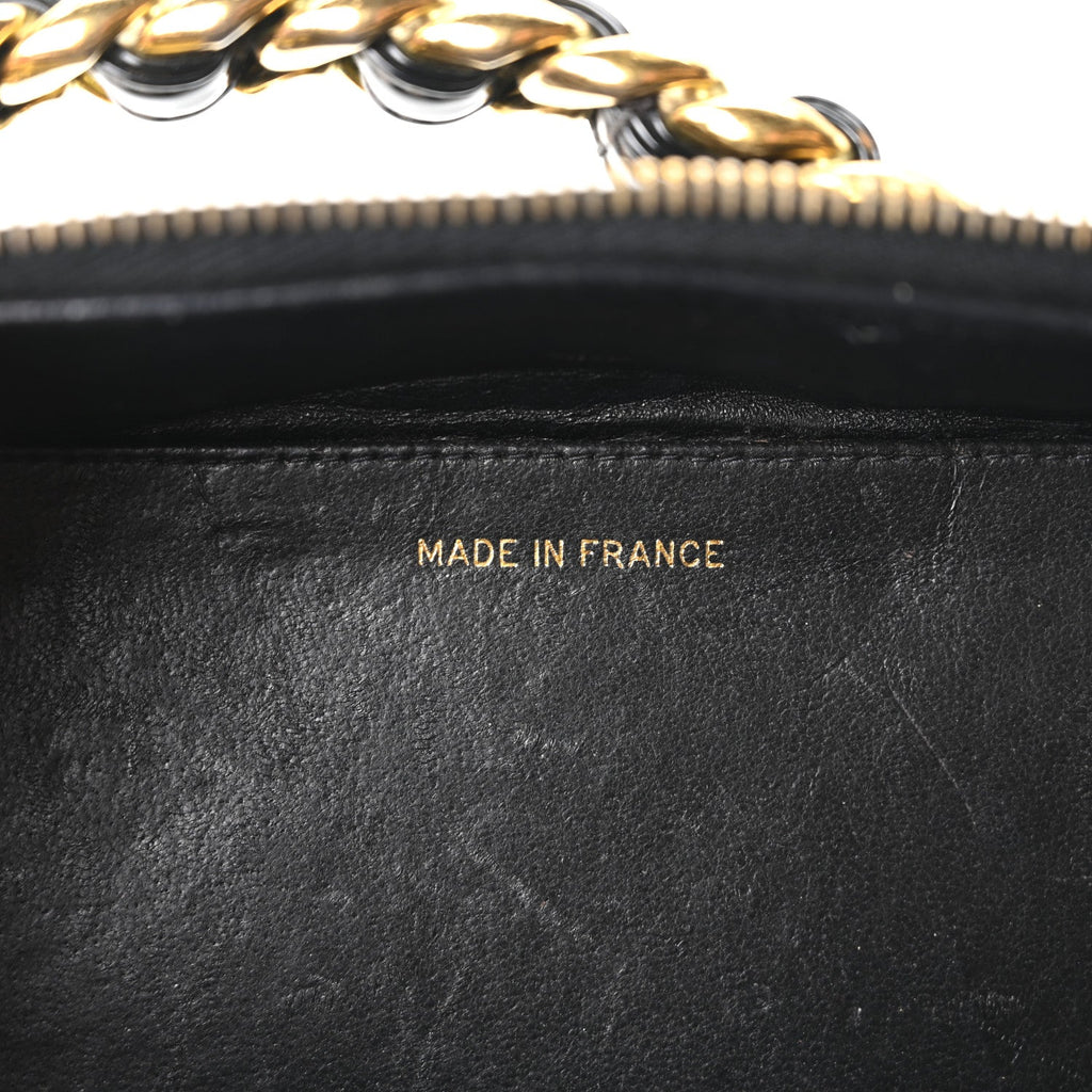 PATENT QUILTED VANITY CASE BLACK