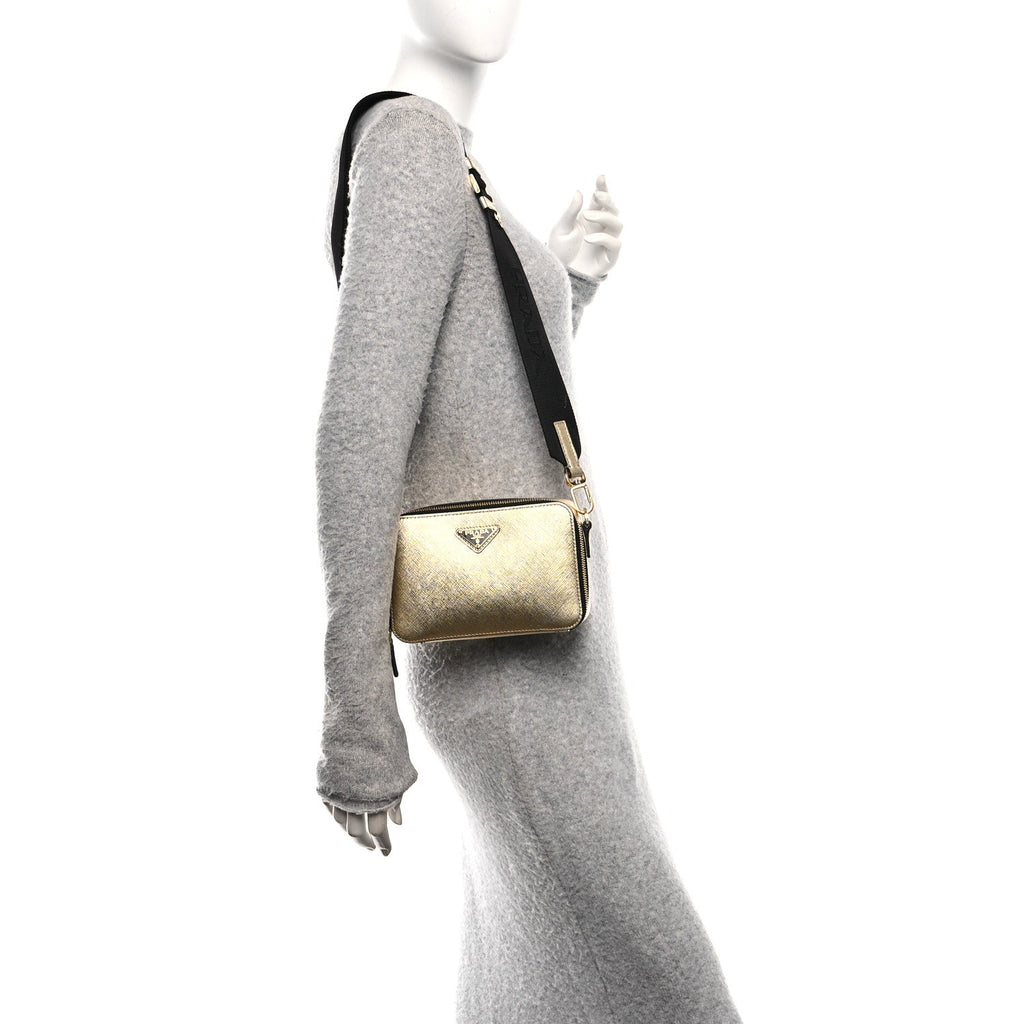 Saffiano Travel Small Brique Crossbody Bag Platino
