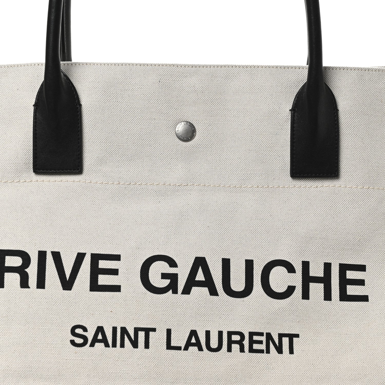 Linen Calfskin Rive Gauche Maxi Tote Grege et Noir