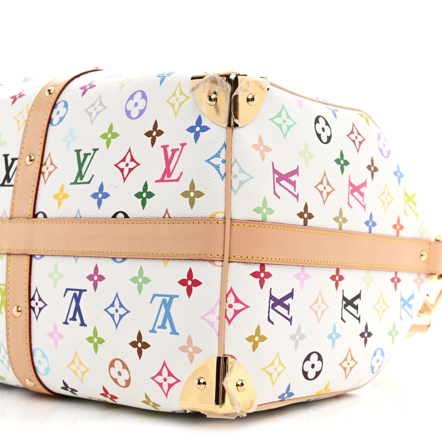 LV X TM MONOGRAM MULTICOLOR KEEPALL BANDOULIERE 45 WHITE