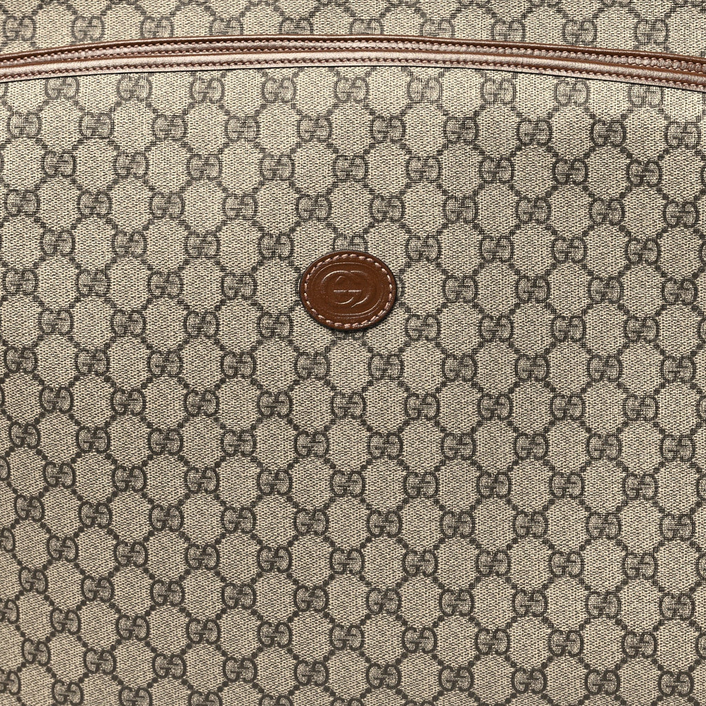 GG Supreme Monogram Azalea Calfskin Retro Interlocking G Hanger Garment Bag Beige Ebony Brown Sugar
