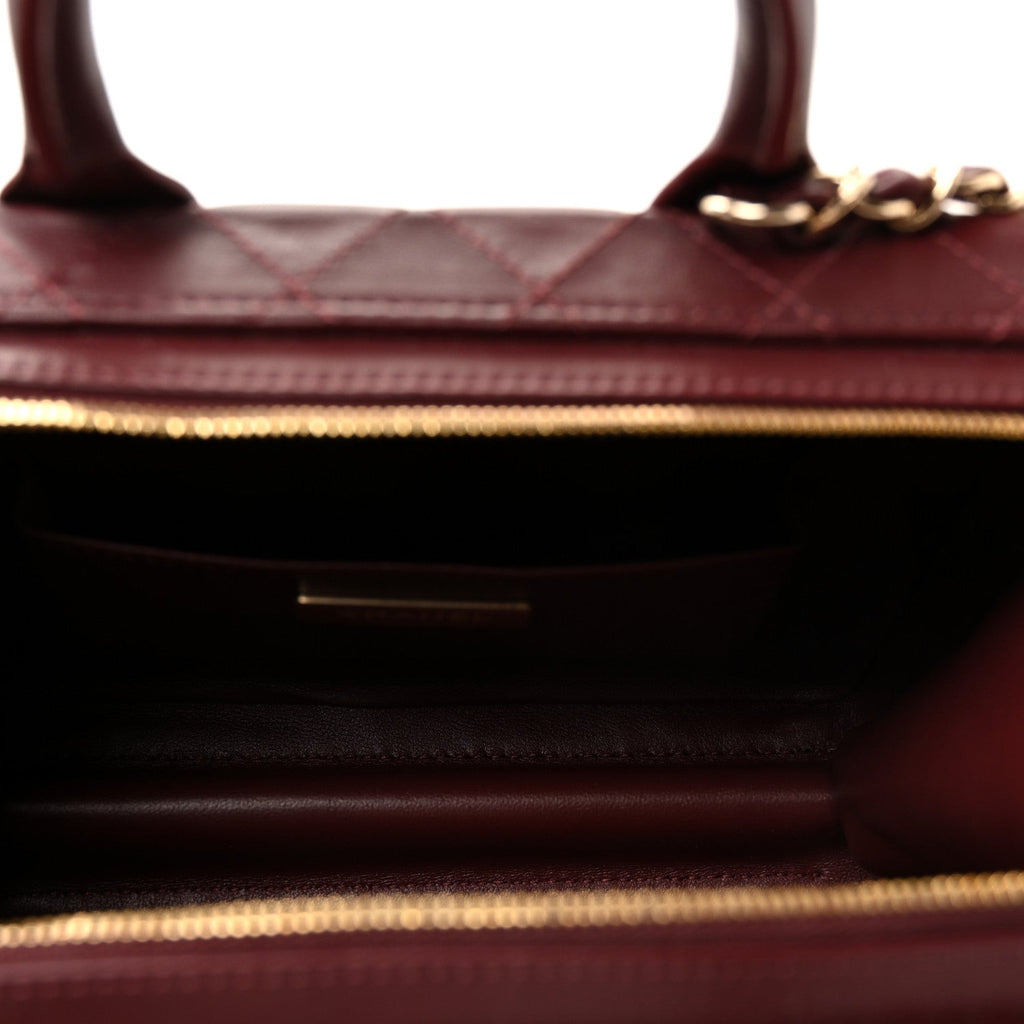 CALFSKIN QUILTED STUDDED SQUARE VANITY CASE BURGUNDY