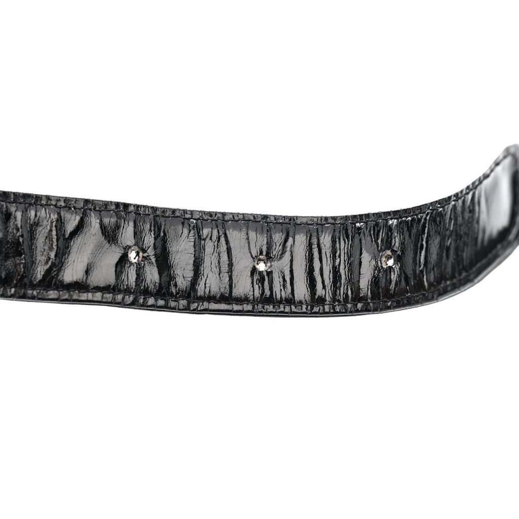 PATENT FLAP WAIST BELT BAG BLACK