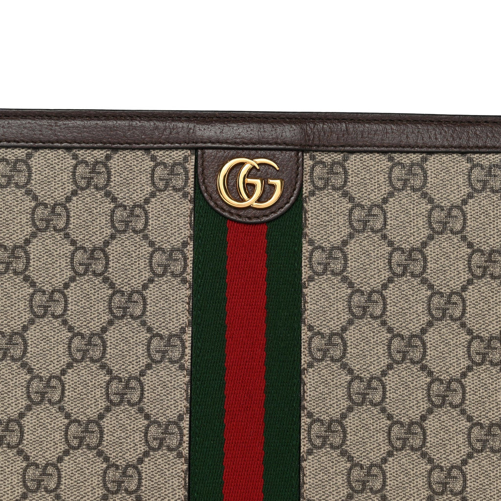 GG Supreme Monogram Web Ophidia Pouch Brown