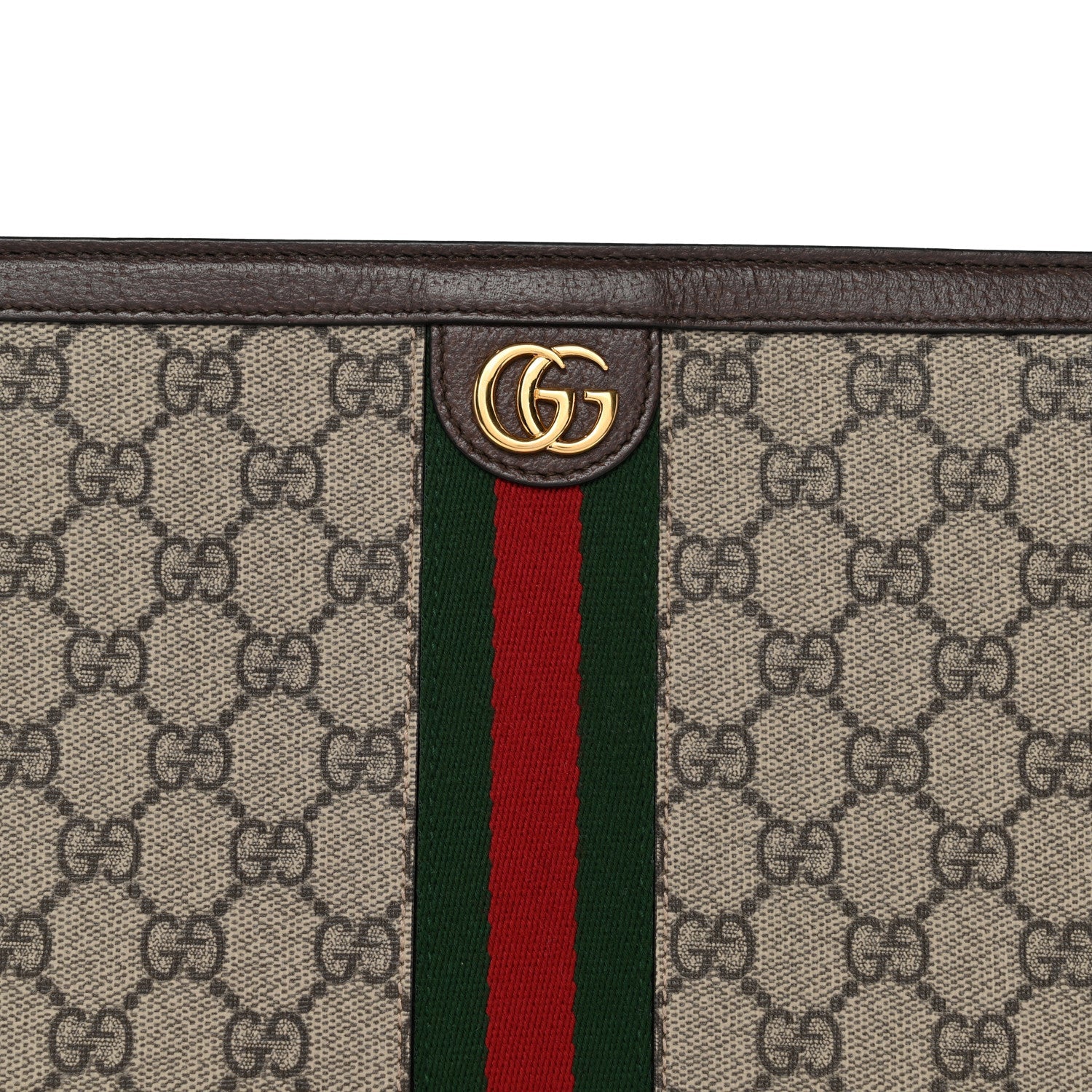 GG Supreme Monogram Web Ophidia Pouch Brown