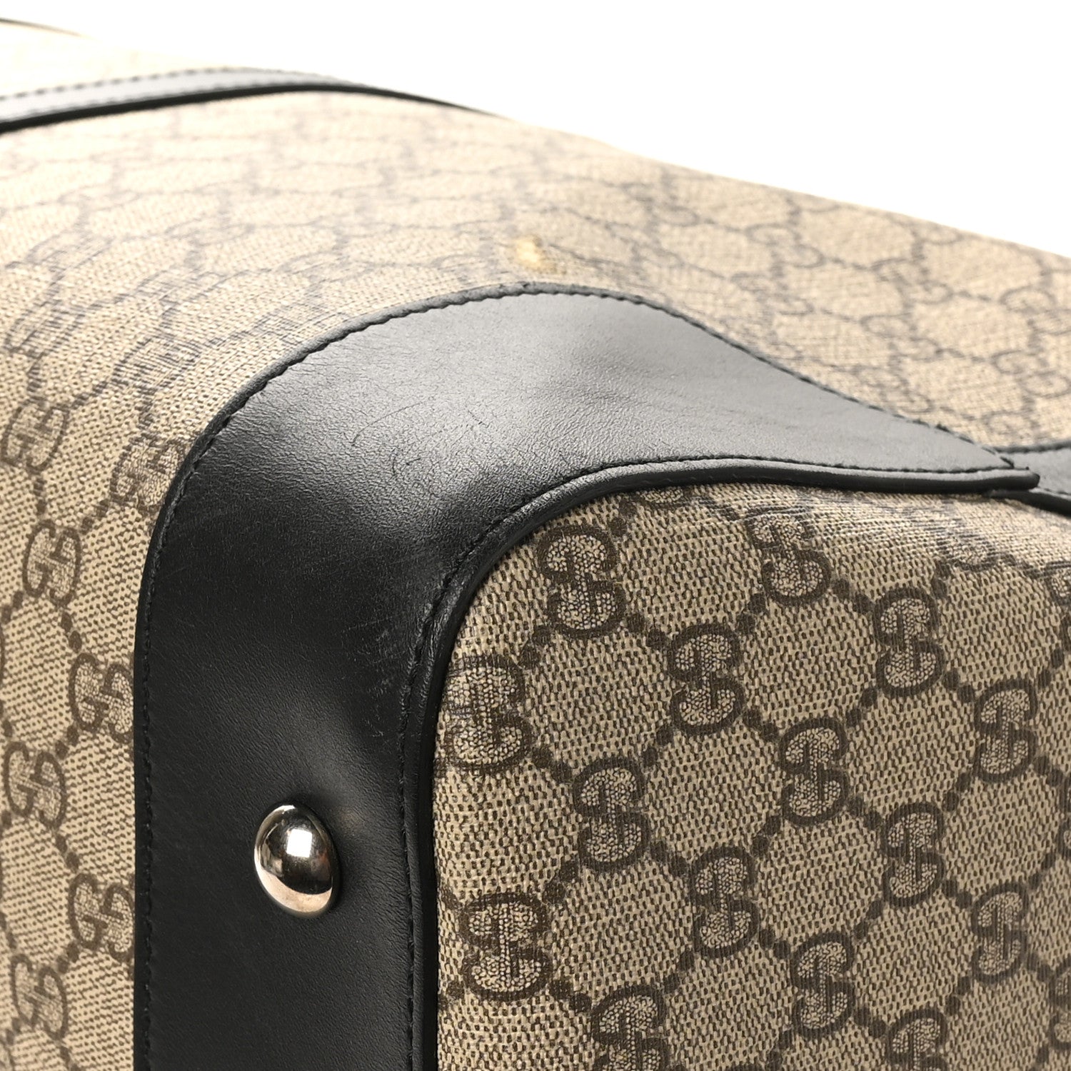 GG Supreme Monogram Selleria Calfskin Large Duffle Beige Ebony Black