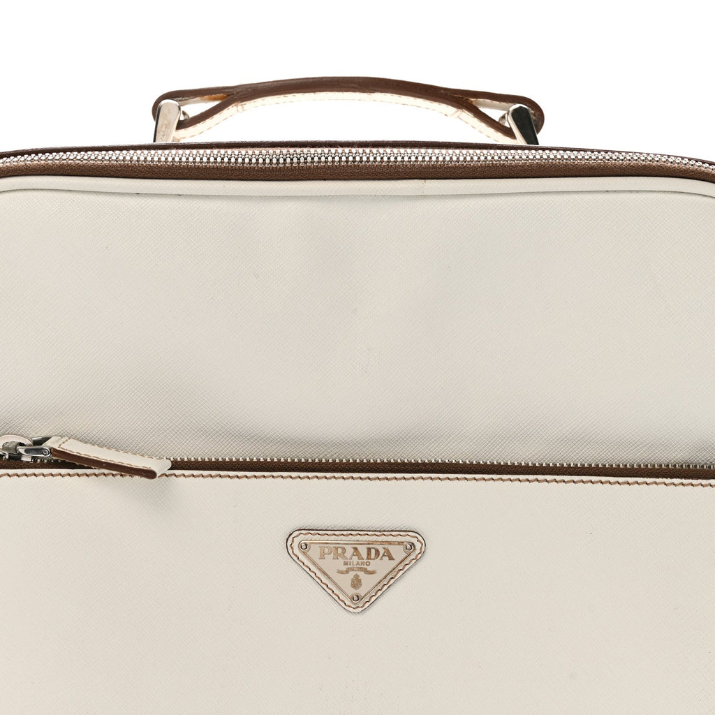 Saffiano Travel Trolley Luggage White