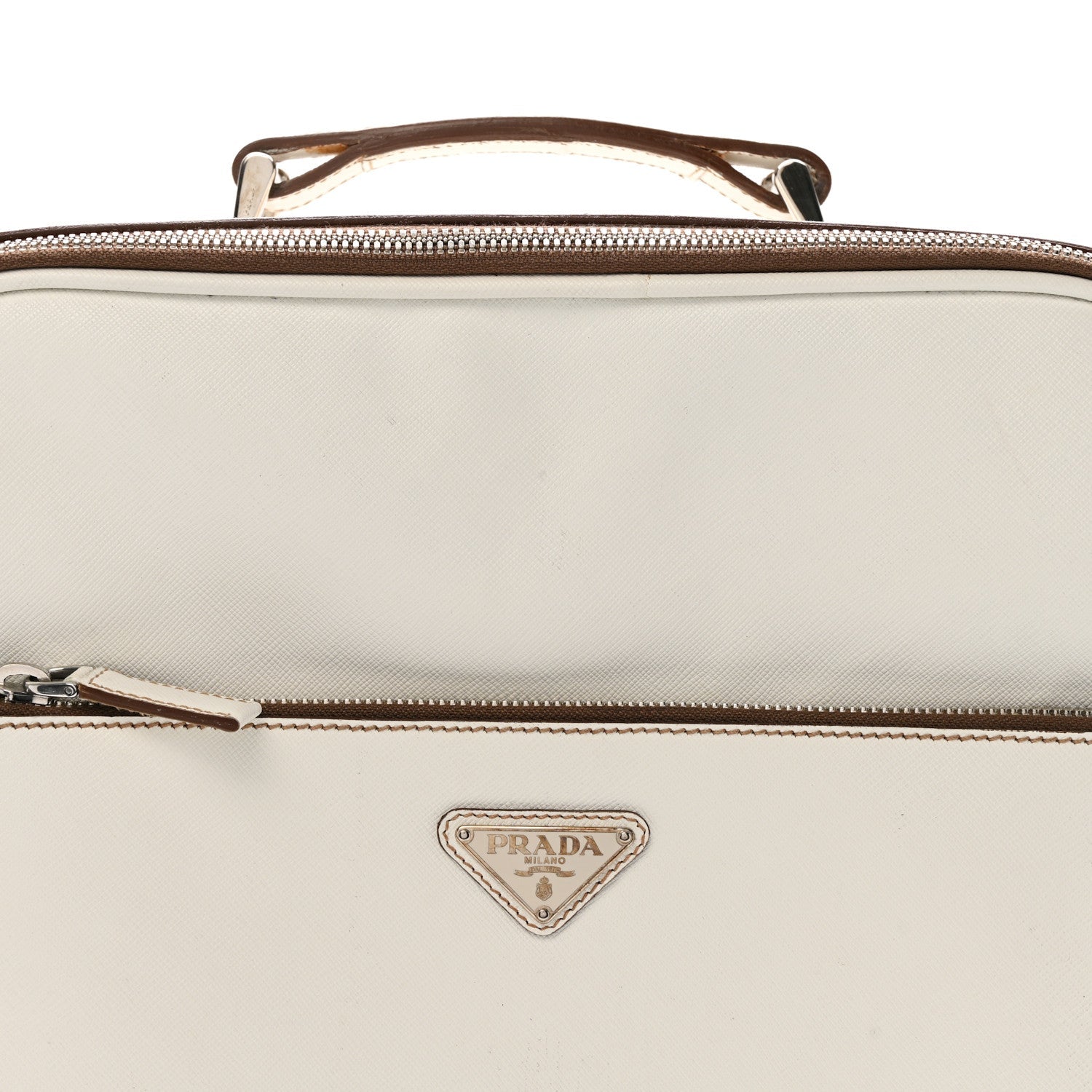 Saffiano Travel Trolley Luggage White