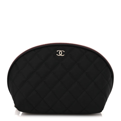NYLON QUILTED SMALL COSMETIC CASE BLACK