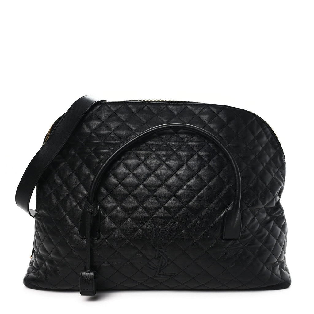 Calfskin Quilted ES Giant Travel Bag Black