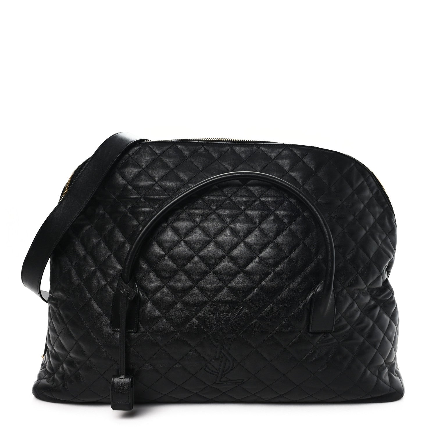 Calfskin Quilted ES Giant Travel Bag Black