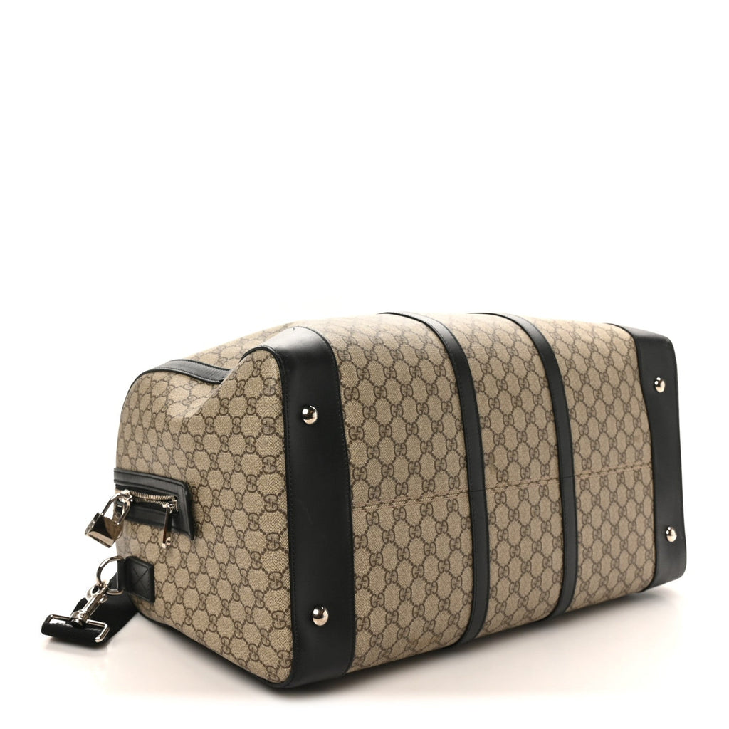 GG Supreme Monogram Selleria Calfskin Large Duffle Beige Ebony Black