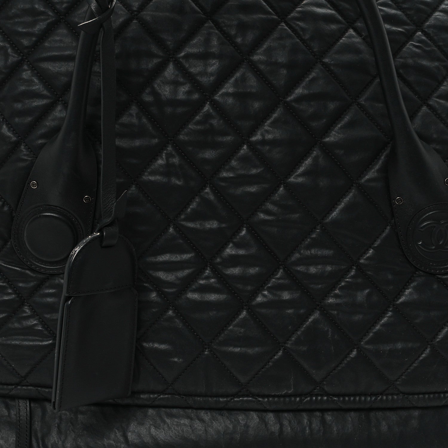 Coated Canvas Quilted Large Garment Travel Bag Black