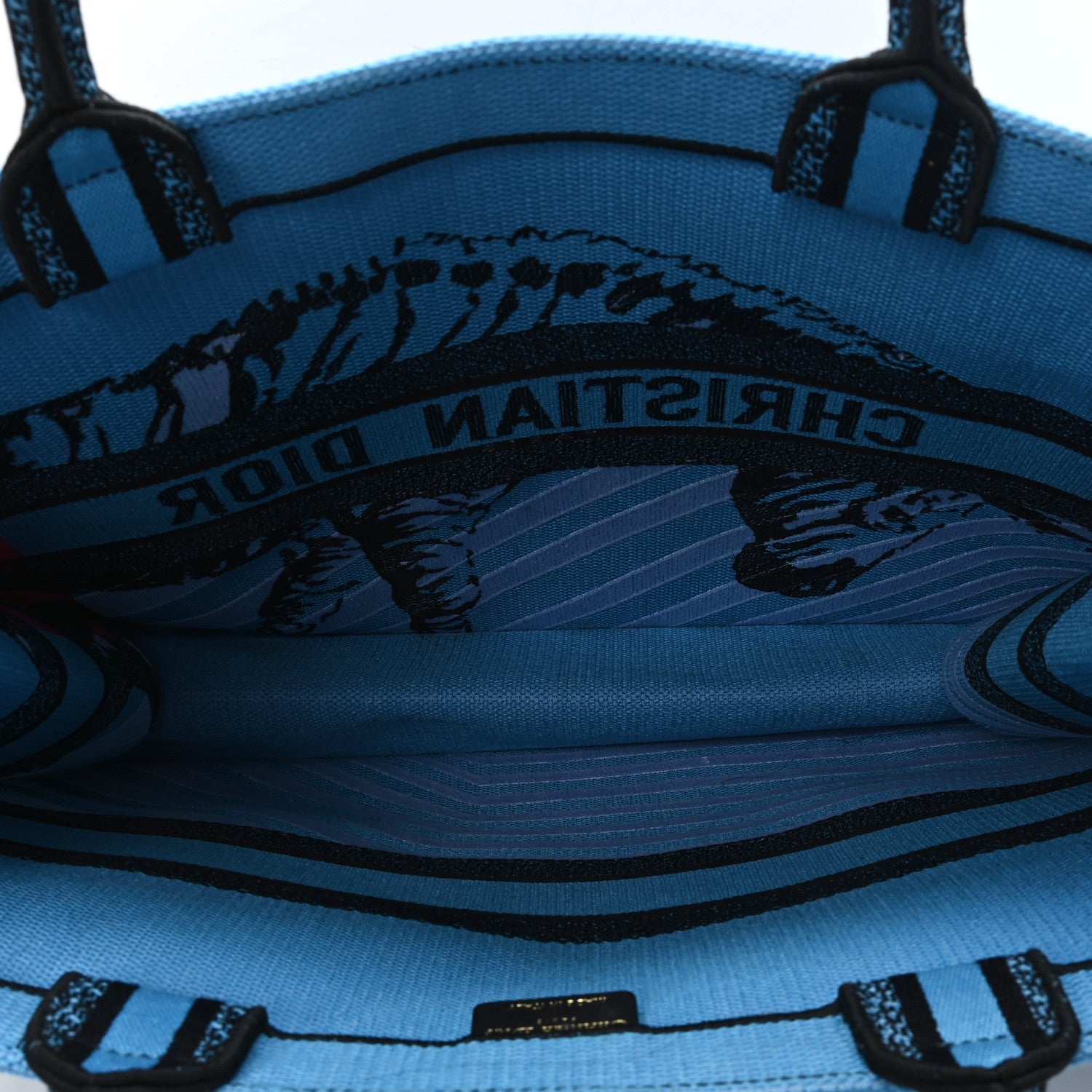 CANVAS EMBROIDERED LARGE JUNGLE POP BOOK TOTE BLUE MULTICOLOR