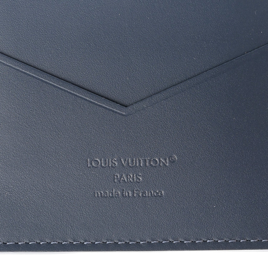 Calfskin Monogram Shadow Passport Cover Navy Blue
