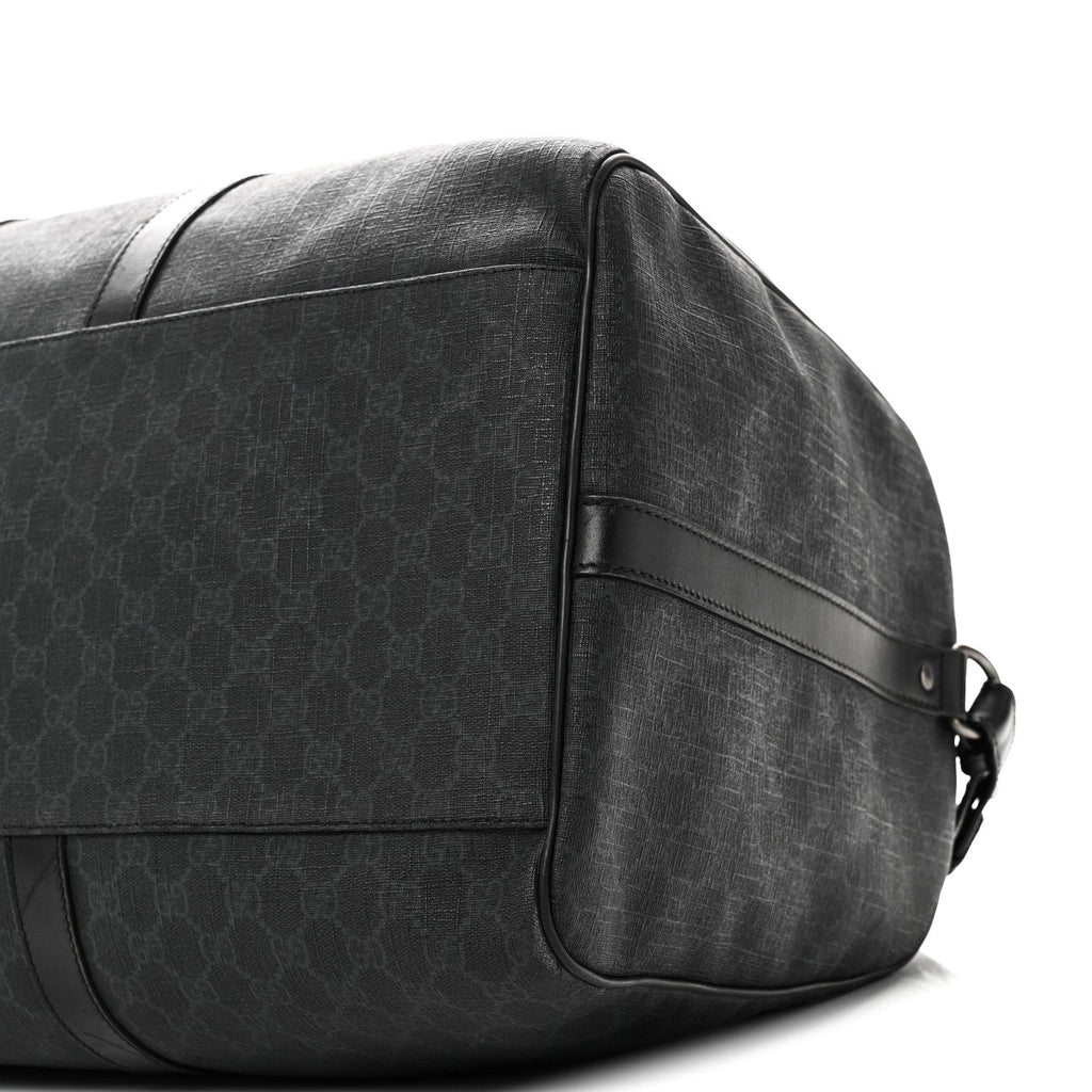 GG SUPREME MONOGRAM MEDIUM CARRY-ON DUFFLE BAG BLACK GREY