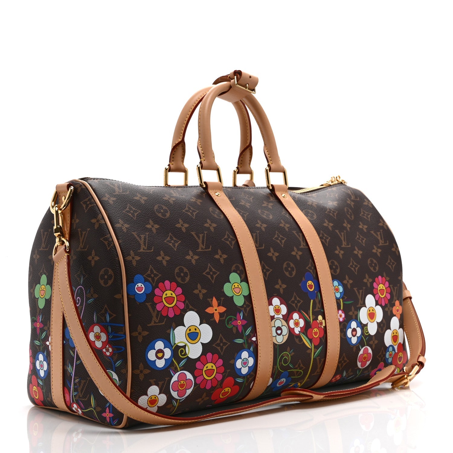 LV X TM MONOGRAM FLOWERS KEEPALL BANDOULIERE 45