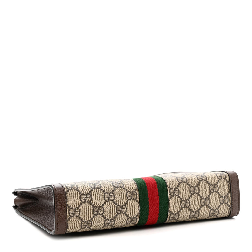 GG SUPREME MONOGRAM WEB OPHIDIA POUCH BROWN