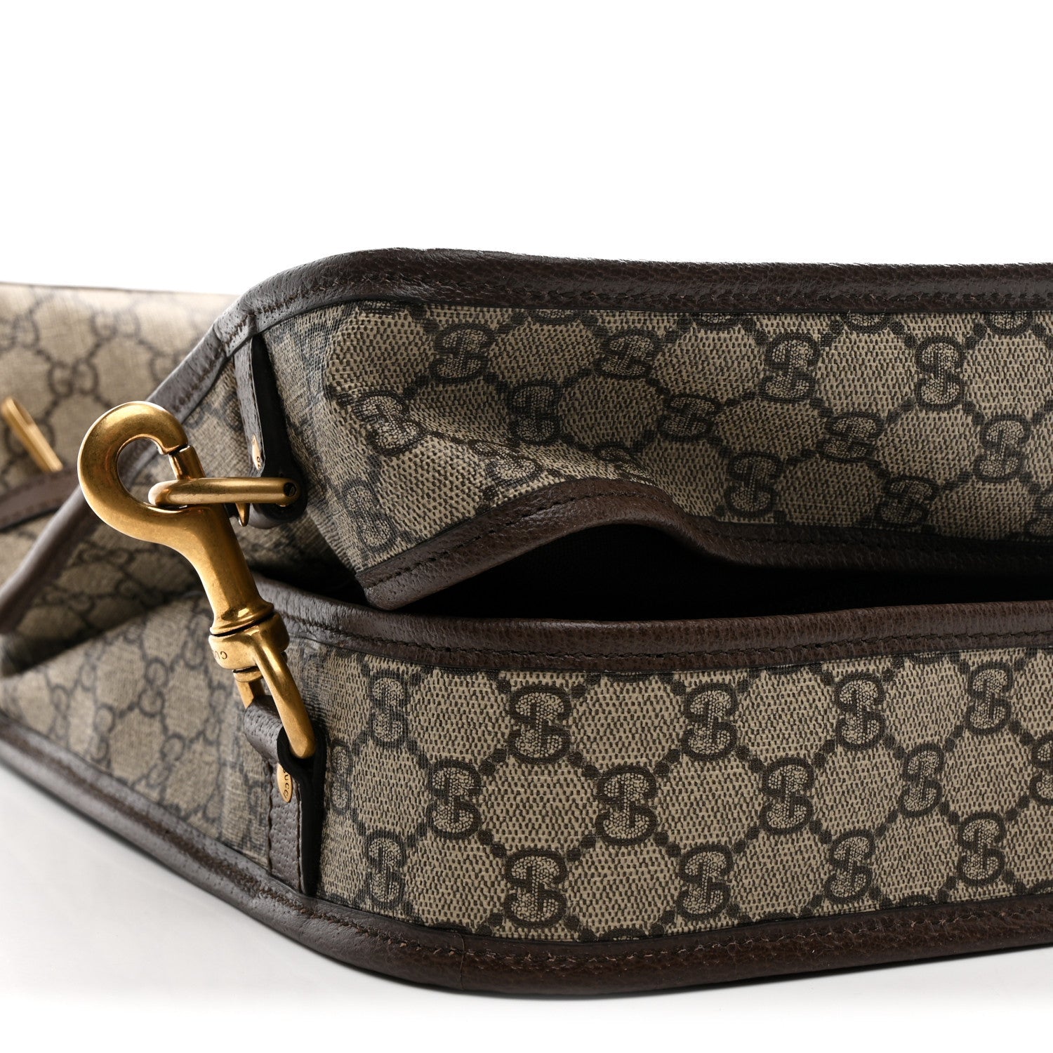 GG SUPREME MONOGRAM TEXTURED DOLLAR CALFSKIN WEB OPHIDIA SAVOY GARMENT BAG BEIGE EBONY NEW ACERO