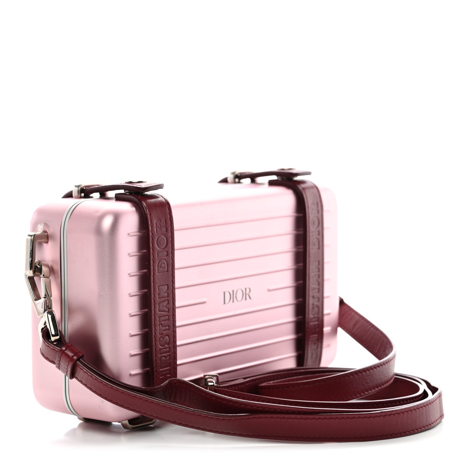 X RIMOWA Aluminum Personal Clutch On Strap Rose