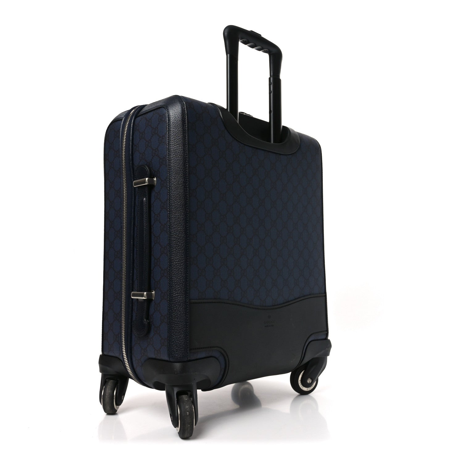 GG Supreme Monogram Textured Dollar Calfskin Web Ophidia Small Savoy Cabin Trolley Black Blue