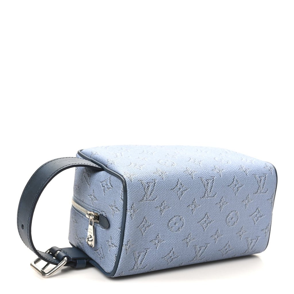 Monogram Heritage Locker Dopp Kit Toilet Pouch Blue