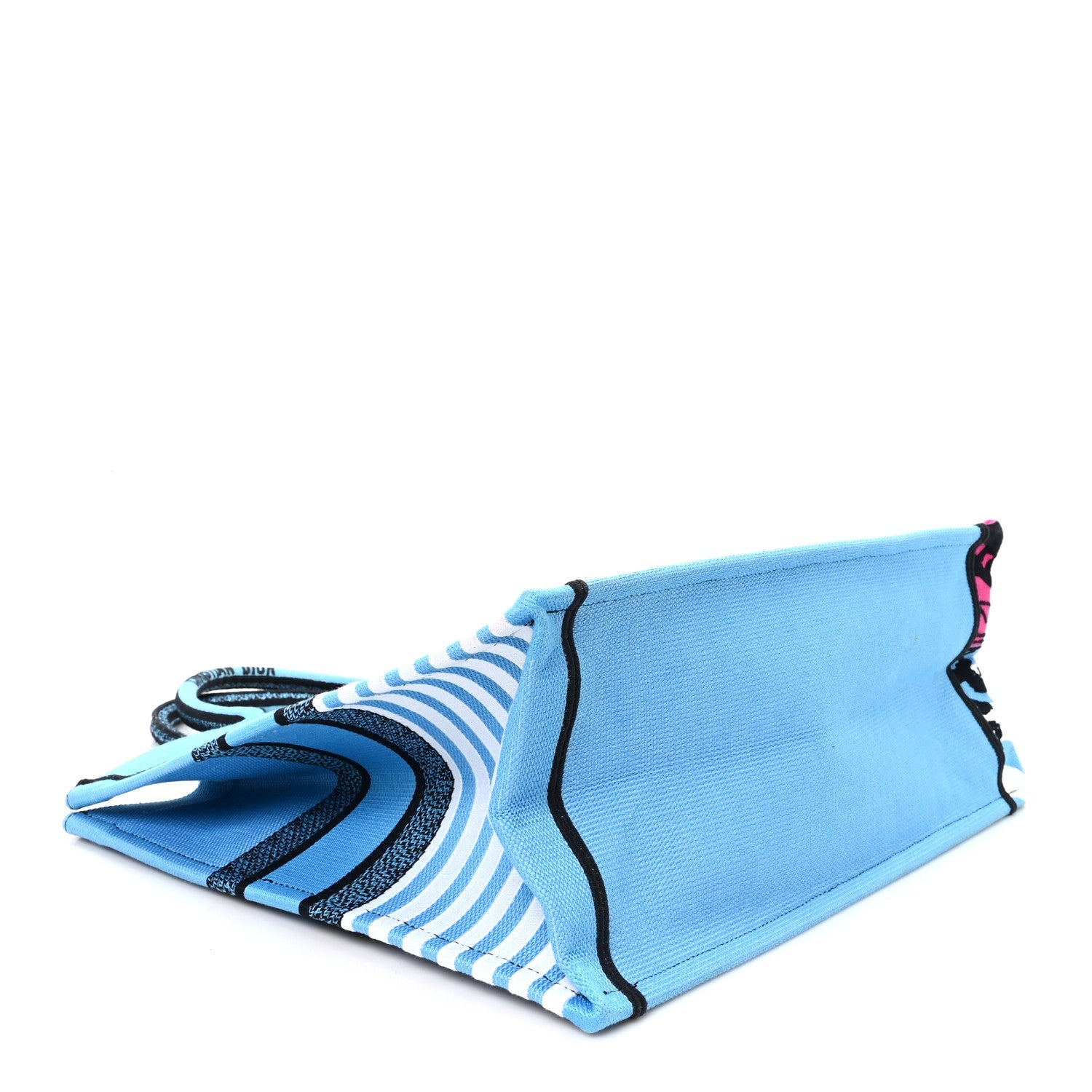 CANVAS EMBROIDERED LARGE JUNGLE POP BOOK TOTE BLUE MULTICOLOR
