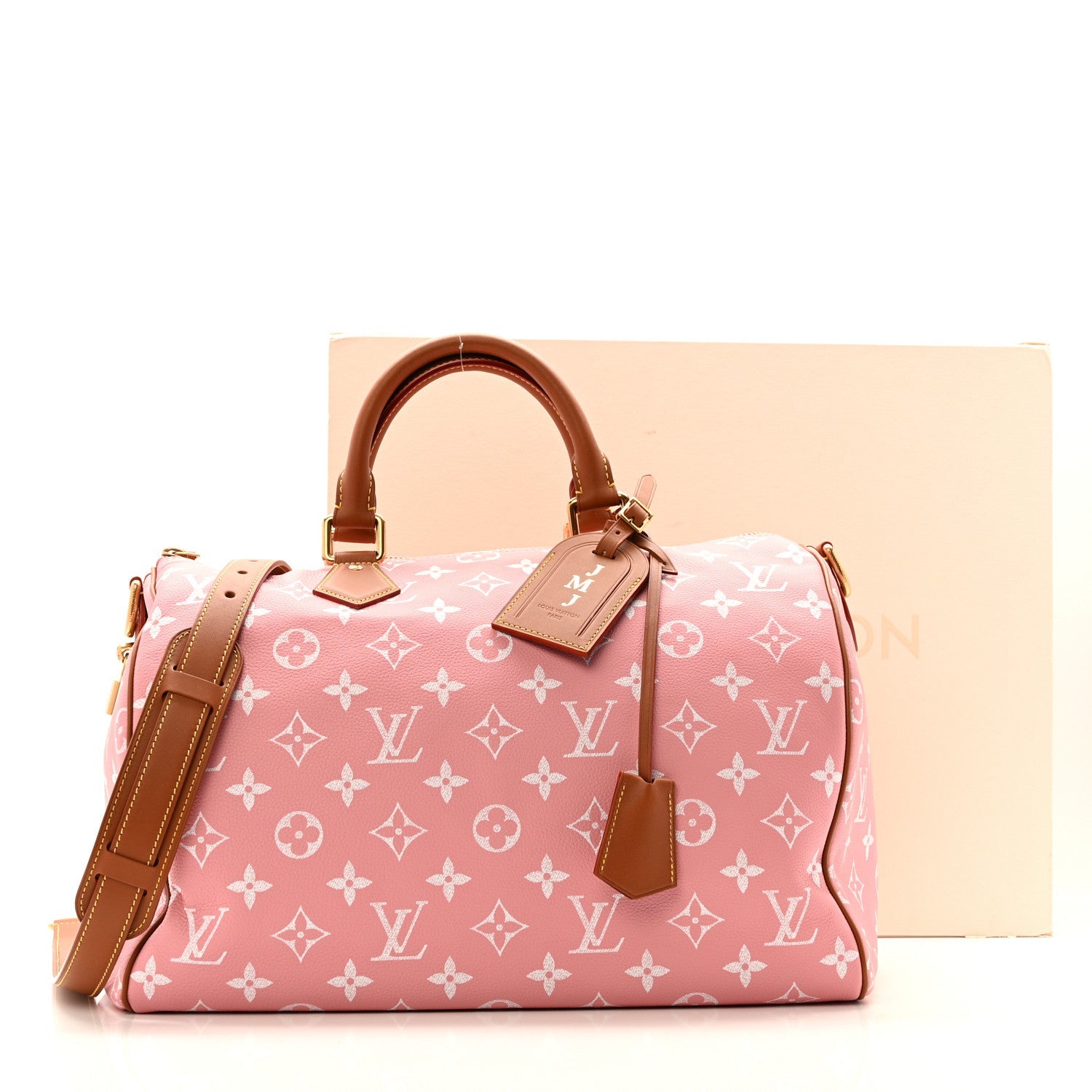 CALFSKIN MONOGRAM SPEEDY P9 BANDOULIERE 40 PINK SAKURA