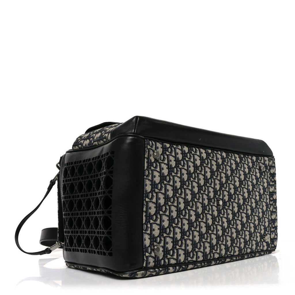OBLIQUE CALFSKIN HIT THE ROAD PET CARRIER BLUE