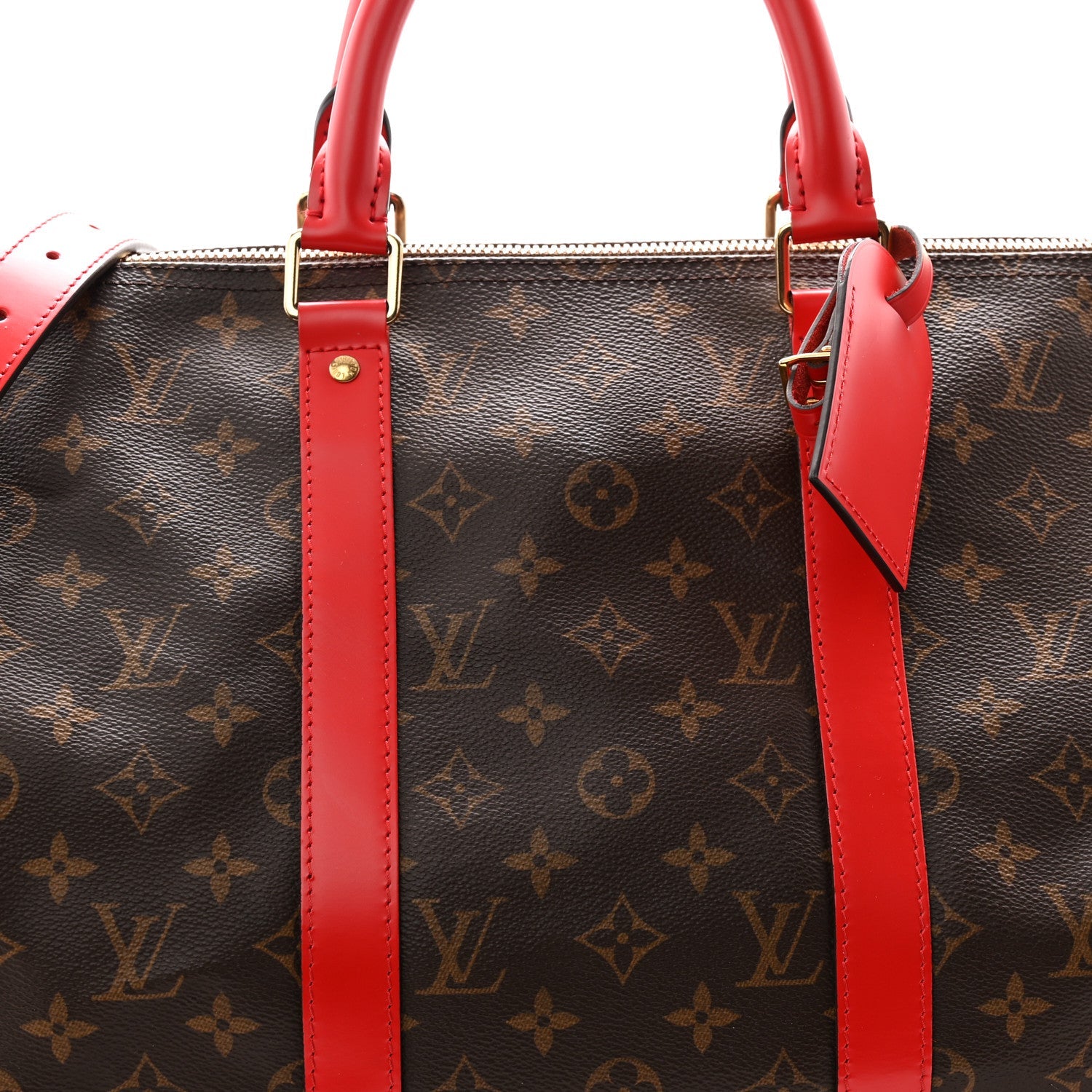 Calfskin Monogram Keepall Bandouliere 50 Coquelicot