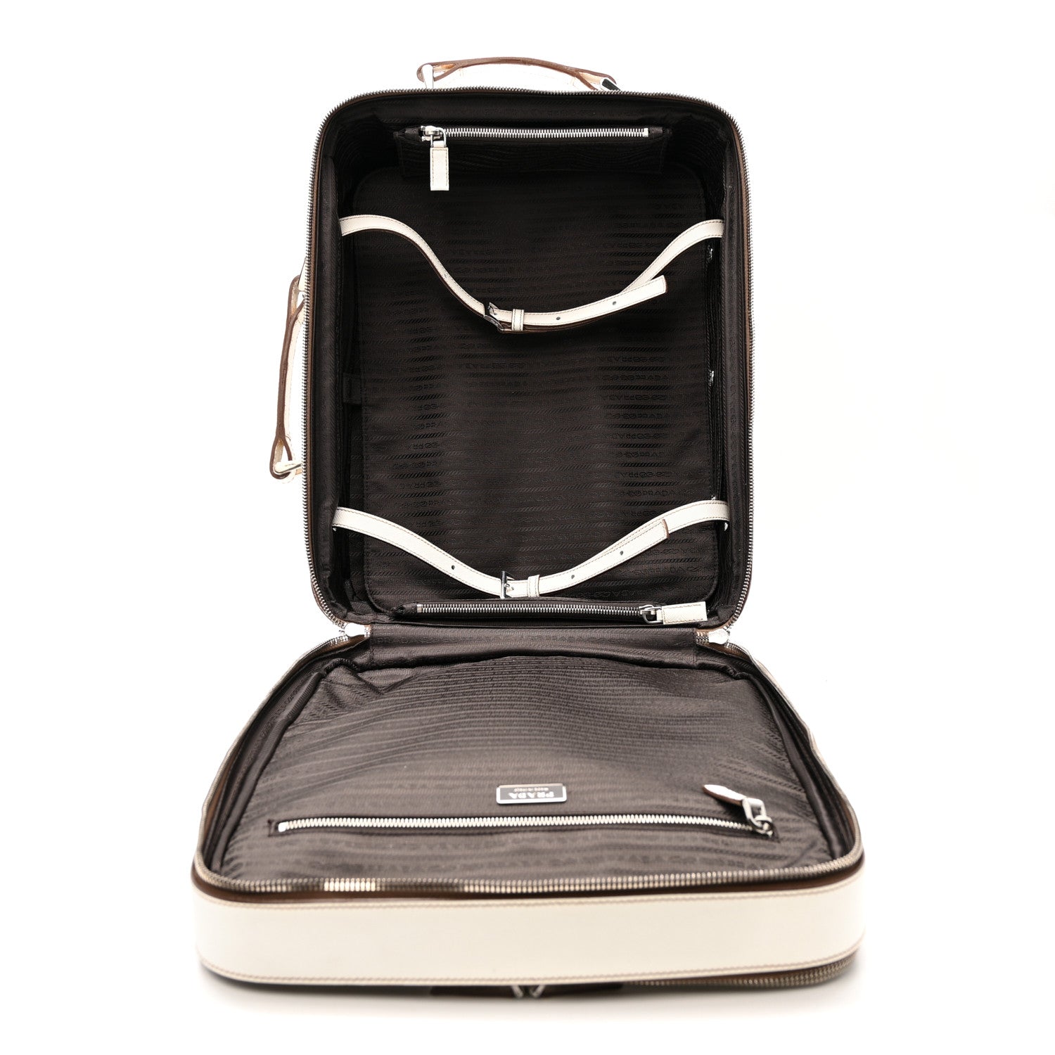 Saffiano Travel Trolley Luggage White