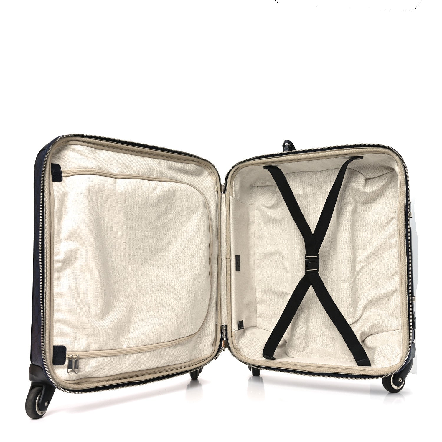 GG Supreme Monogram Textured Dollar Calfskin Web Ophidia Small Savoy Cabin Trolley Black Blue