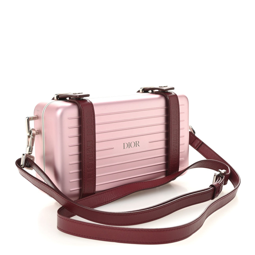 X RIMOWA ALUMINUM PERSONAL CLUTCH ON STRAP ROSE