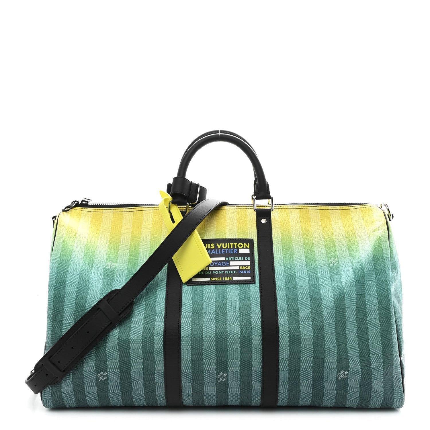 Damier Striped Keepall Bandouliere 50 Gradient Green