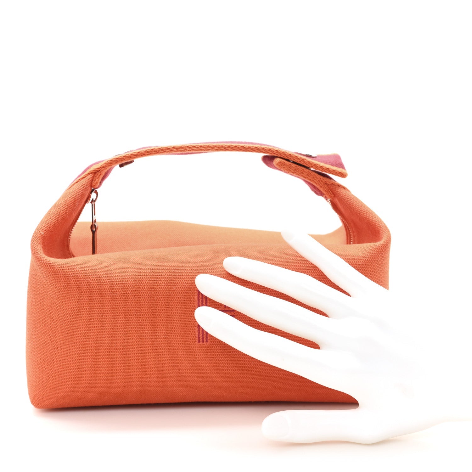 CANVAS SMALL BRIDE-A-BRAC POUCH ORANGE BURGUNDY