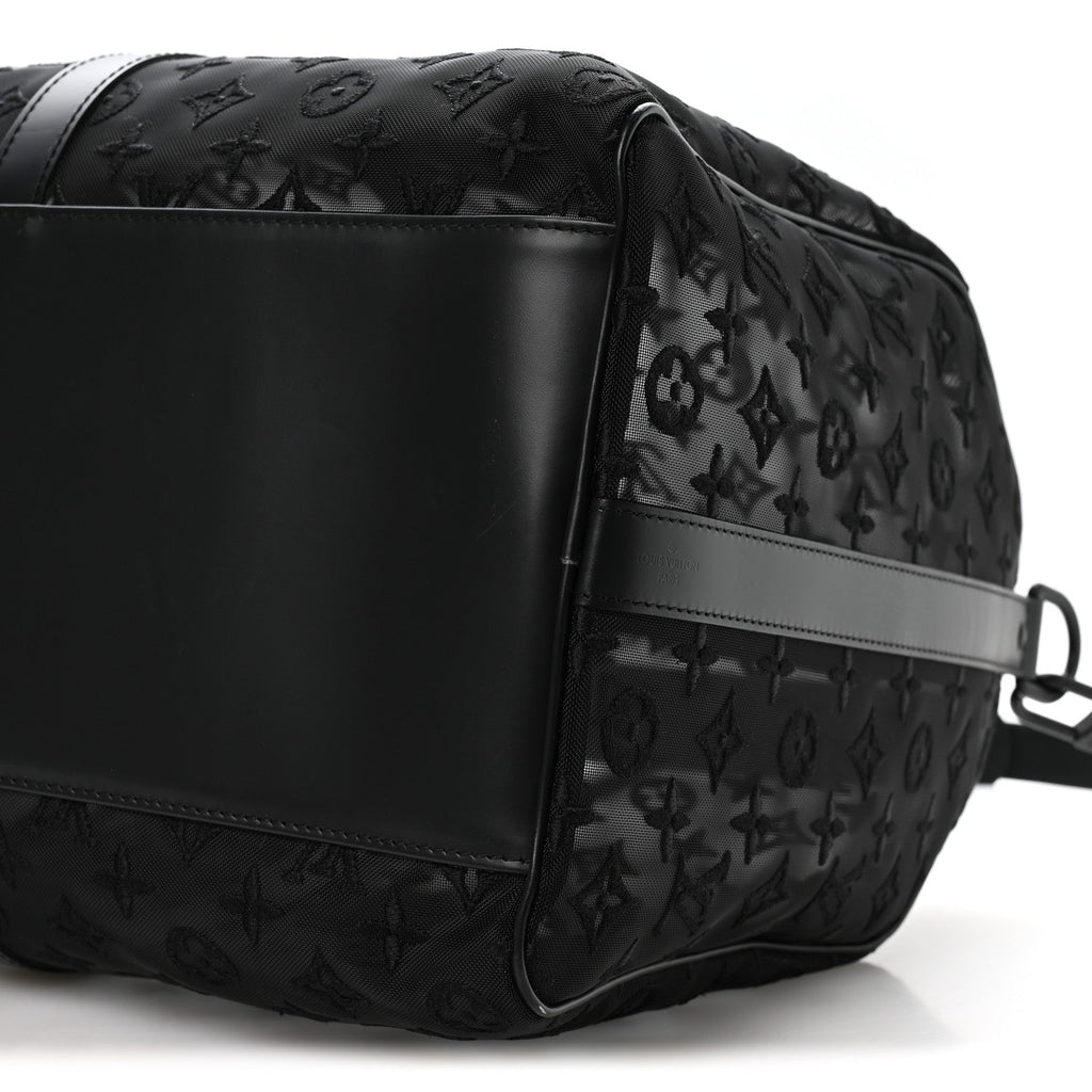MONOGRAM SEE THROUGH KEEPALL BANDOULIERE 50 BLACK