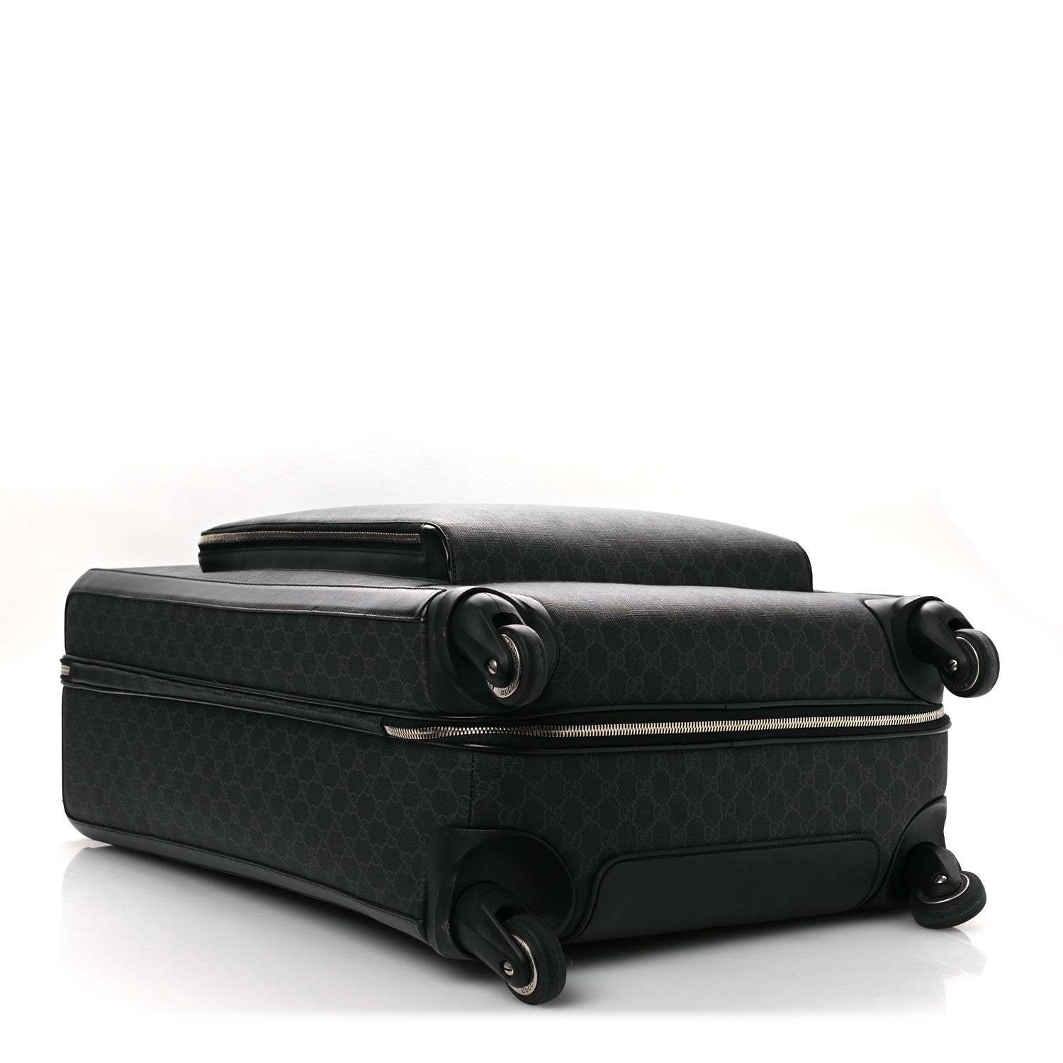 GG Supreme Monogram Large Four Wheel Suitcase Black Grey