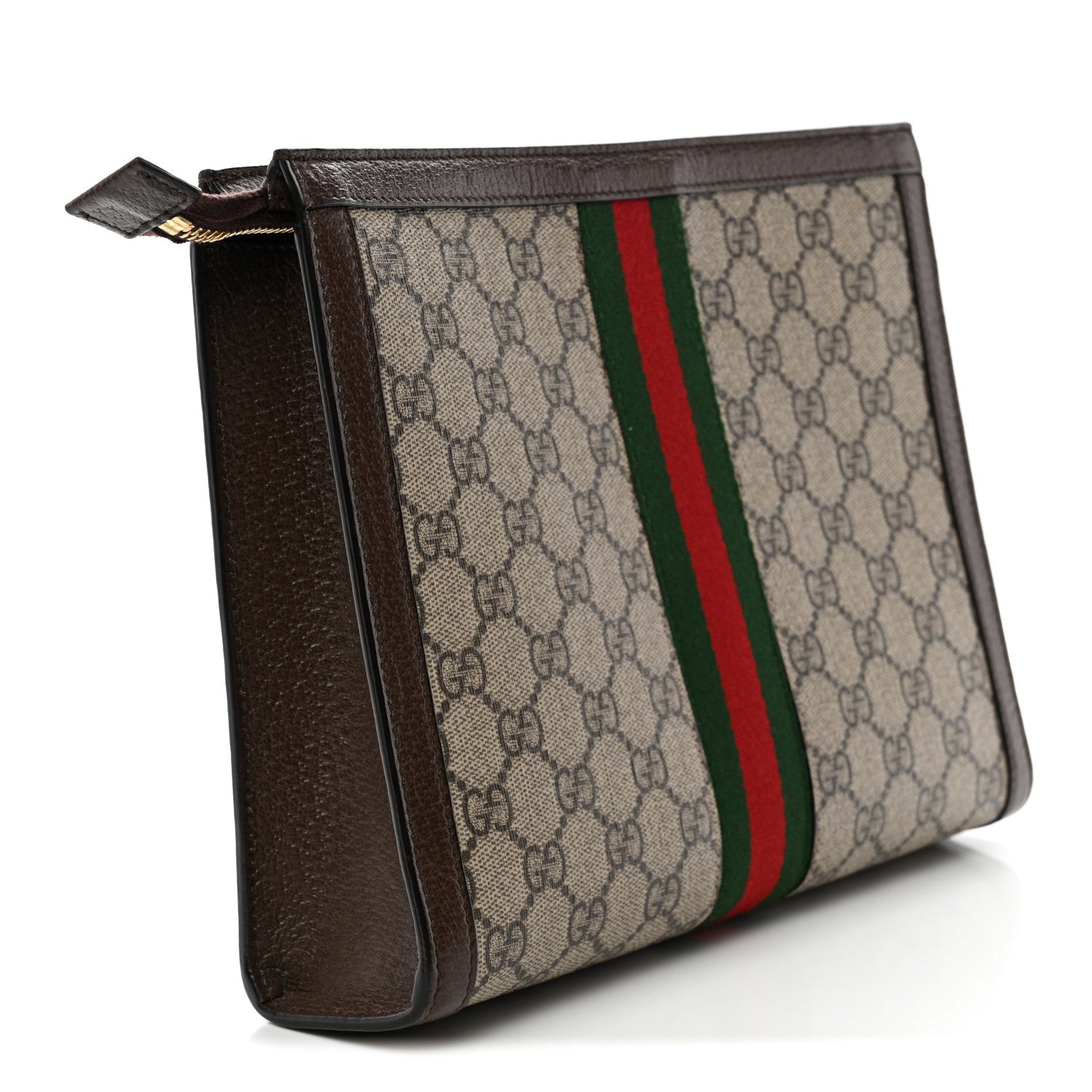GG Supreme Monogram Web Ophidia Pouch Brown