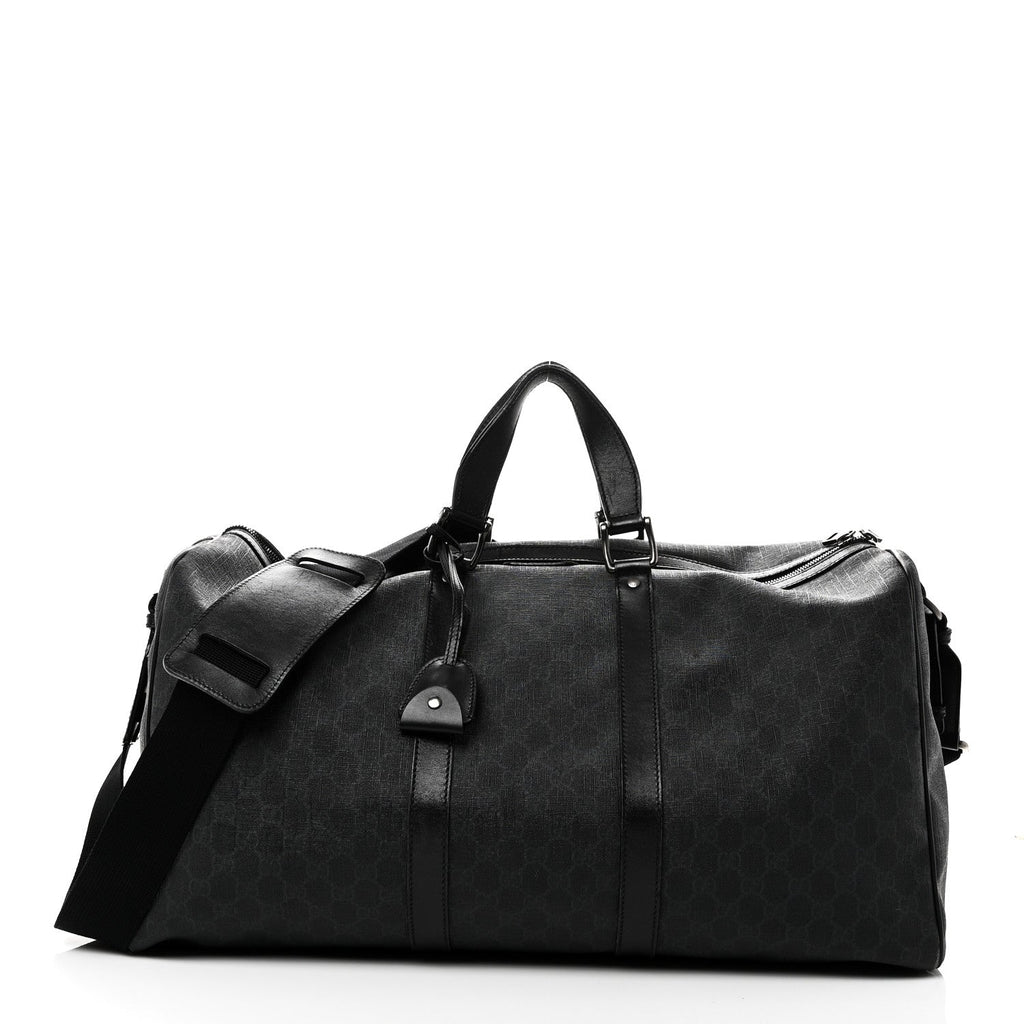 GG SUPREME MONOGRAM MEDIUM CARRY-ON DUFFLE BAG BLACK GREY