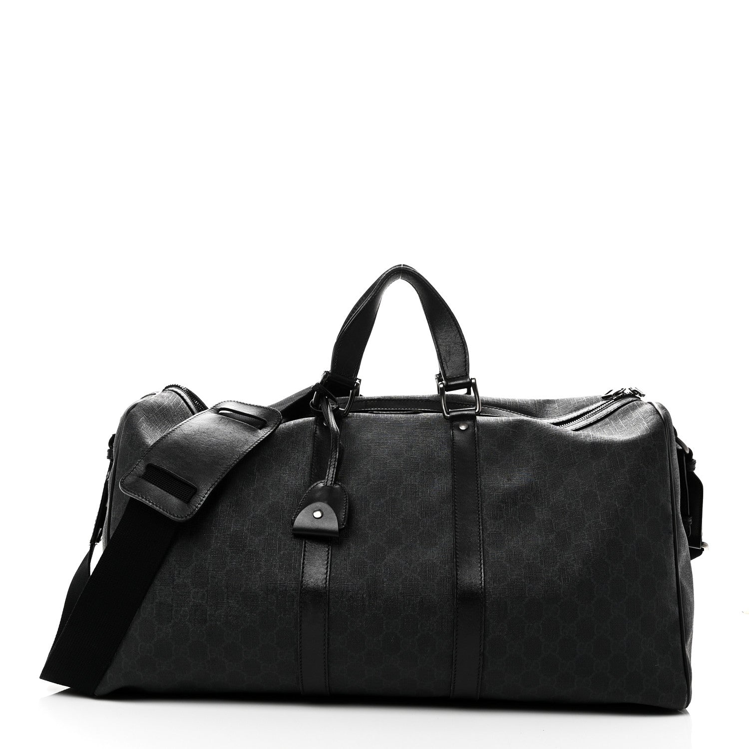 GG SUPREME MONOGRAM MEDIUM CARRY-ON DUFFLE BAG BLACK GREY