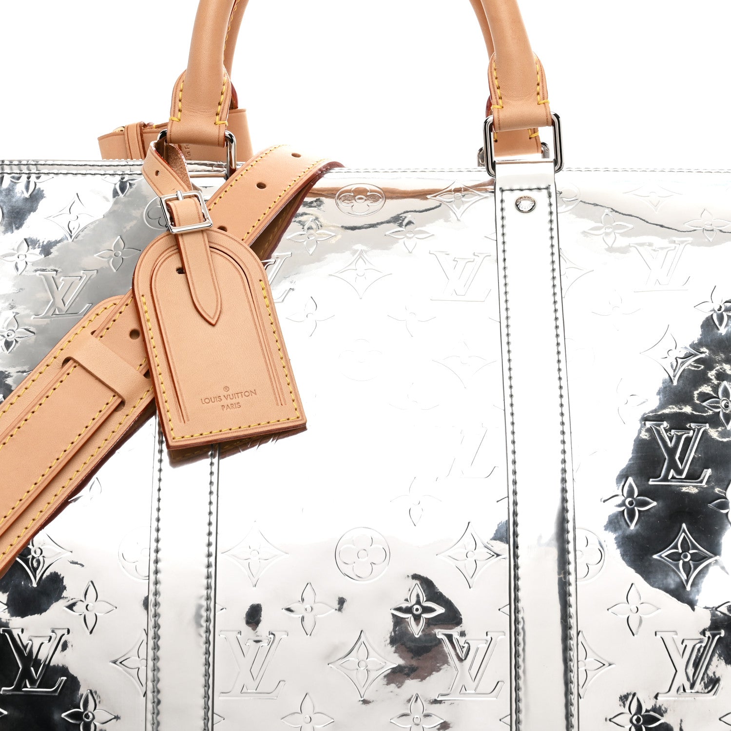 MONOGRAM MIRROR KEEPALL BANDOULIERE 50 SILVER