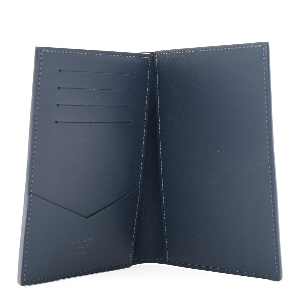 Calfskin Monogram Shadow Passport Cover Navy Blue