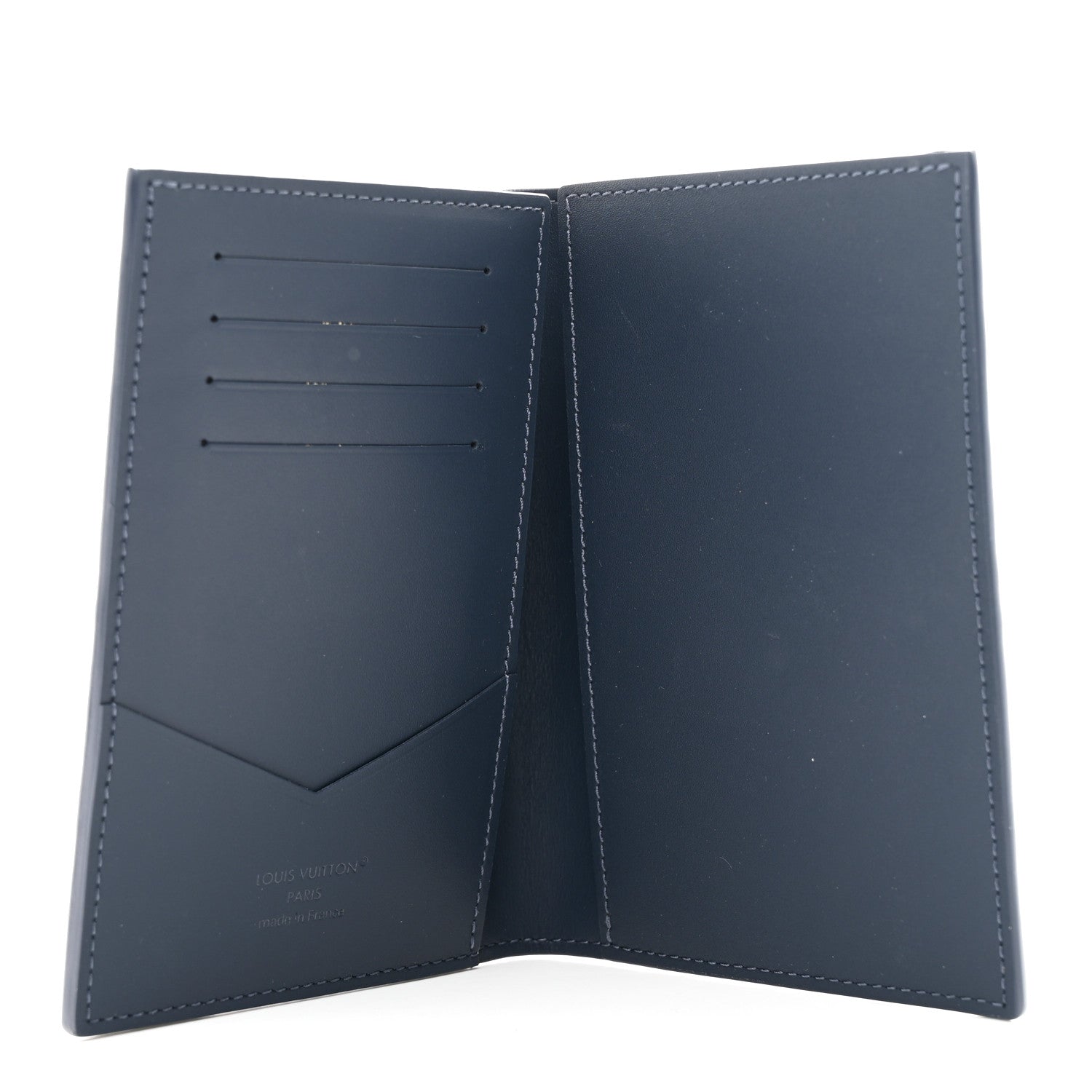 Calfskin Monogram Shadow Passport Cover Navy Blue